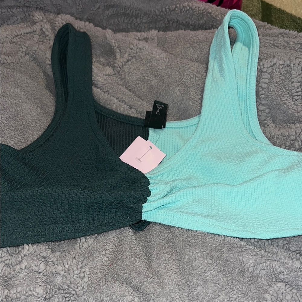 Teal and Mint Ribbed Bralette